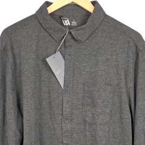 VRST Button Down Shirt Mens Large Dark Gray Textured Herringbone Long Sleeve NWT